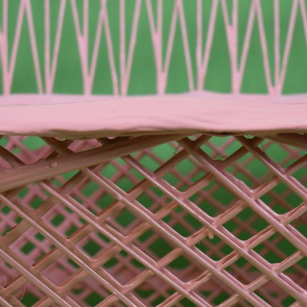 Vintage Russell Woodard Web Spun Pink Settee For Sale - Image 4 of 6