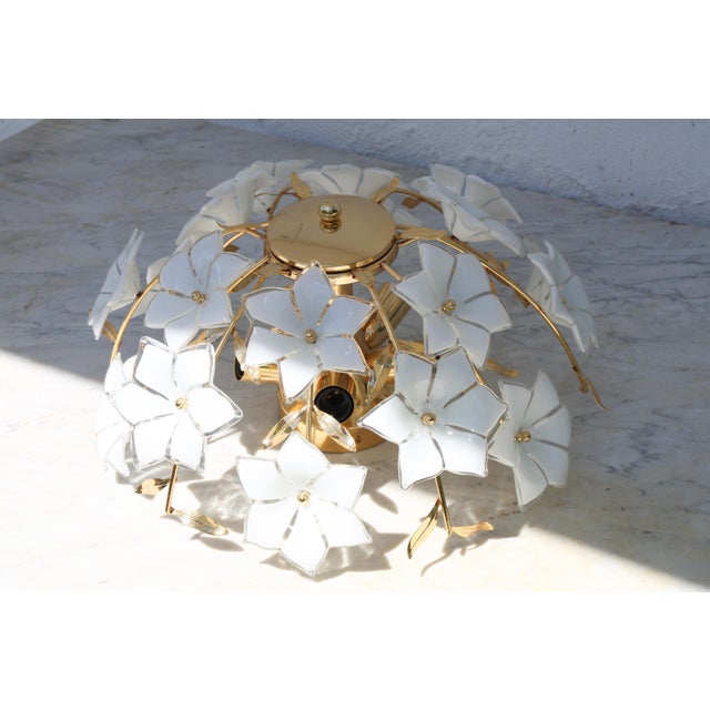 Grace Kelly, Delicious Murano Ceiling Light White Flowers, 1980 For Sale - Image 16 of 16