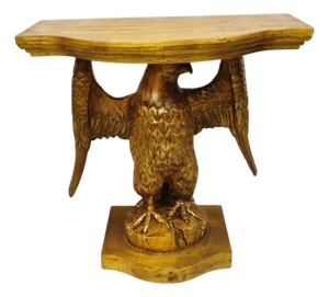 Vintage Neoclassical Style Gold Carved Wood American Eagle Console Hall Table
