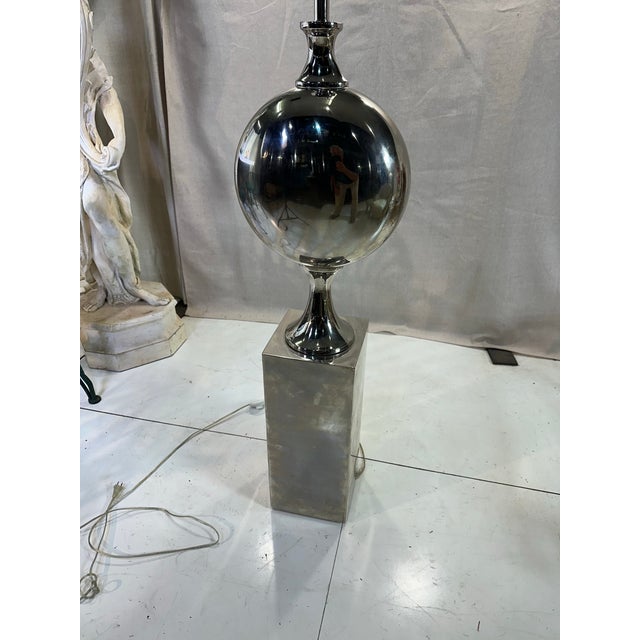 1960s 1960s Philippe Barbier Nickel and Chrome Floor Lamp For Sale - Image 5 of 11
