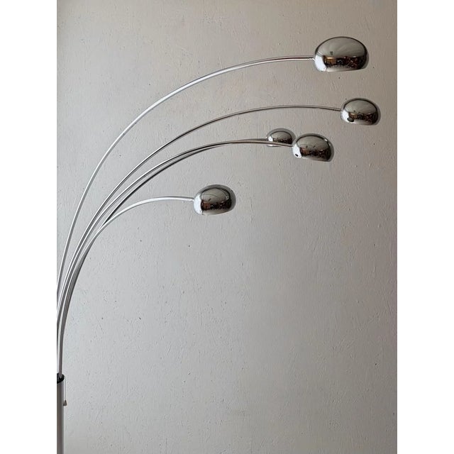 Stone Vintage 5-Arm Arc Lamp in Chrome and Marble, 1970s For Sale - Image 7 of 13