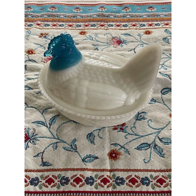 Farmhouse Vintage Milk Glass Hen on Nest For Sale - Image 3 of 10