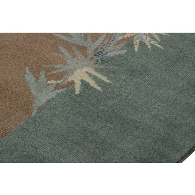 Rug & Kilim Rug & Kilim’s Chinese Art Deco Style Rug in Brown and Teal, With Floral Patterns For Sale - Image 4 of 7