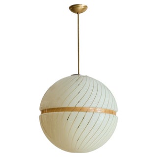 1970s Mid Century Modern Italian Brass + Acrylic Pendant For Sale
