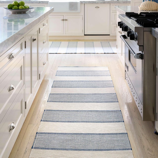 Contemporary Mark D. Sikes for Dash & Albert La Mirada Navy Woven Cotton Rug, 9' 6" x 13' 6" For Sale - Image 3 of 6