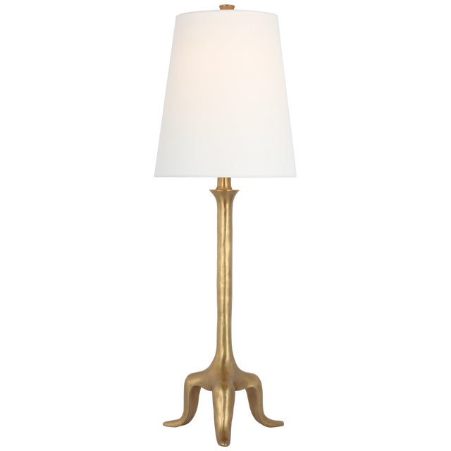 Traditional AERIN by Visual Comfort Signature Mathilde 27" Table Lamp in Hand-Rubbed Antique Brass with Linen Shade For Sale - Image 3 of 3