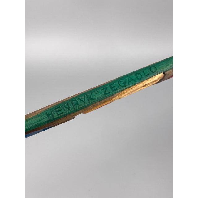 Henryk Zegadlo, Violinist with Blue Violin, 1980s, Wood For Sale - Image 6 of 13