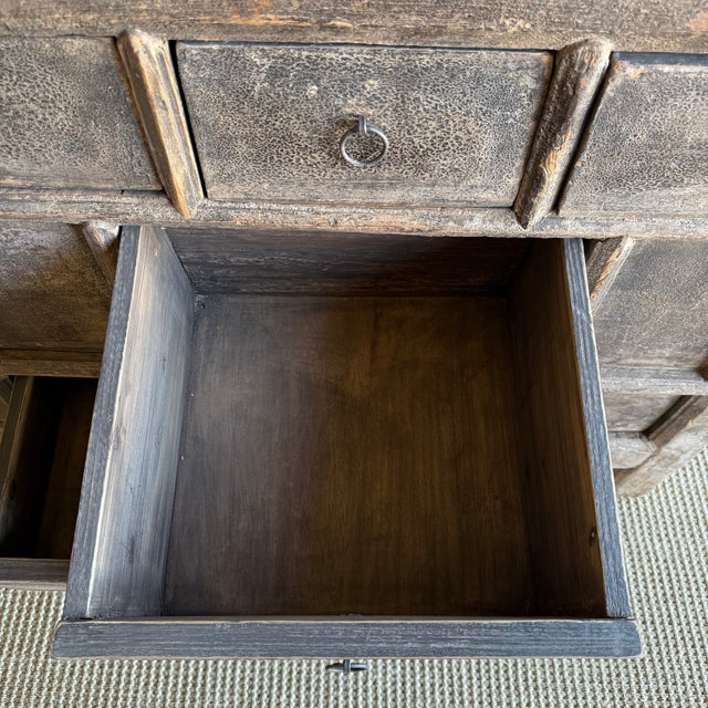 Vintage Painted Elm Wood Cabinet With Drawers For Sale In Los Angeles - Image 6 of 13