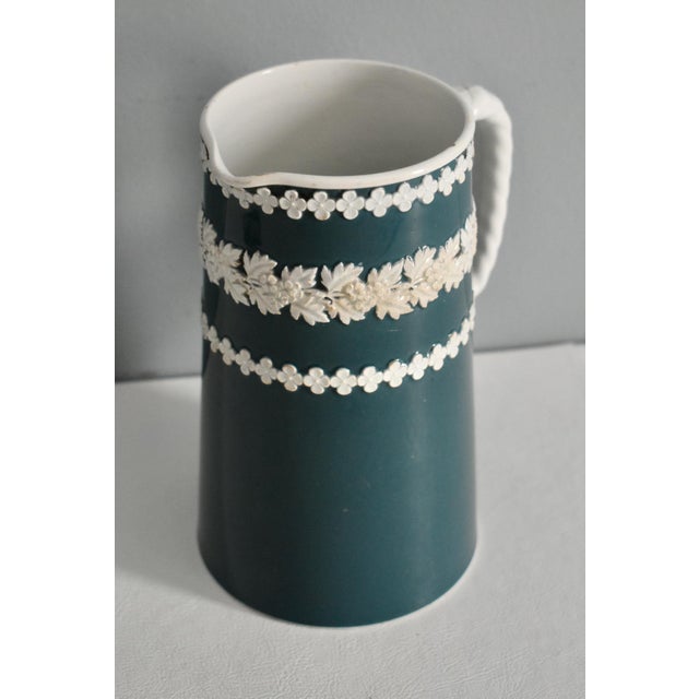Victorian Antique Victorian Dudson English Green White Ceramic Pitcher For Sale - Image 3 of 13