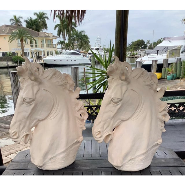 Large 20th Century Plaster Neoclassical Horse’s Sculpture in the Style of Ralph Lauren - Set of 2 For Sale In Miami - Image 6 of 9