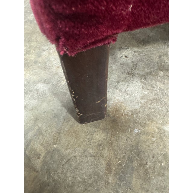 1940s Deep Red Maroon Mohair Armchair Claw Feet For Sale - Image 5 of 12