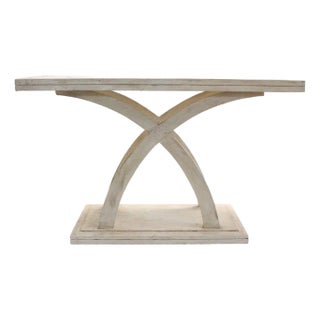 Console Table With Elegant Crossing Leg Pattern For Sale