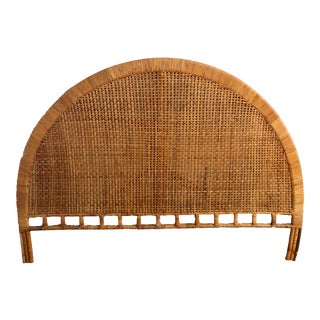 Mid-Century Arched Cane Rattan King Headboard For Sale