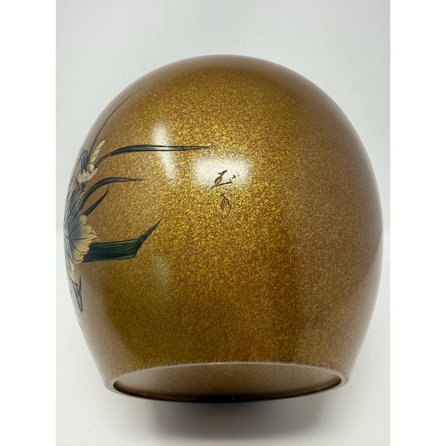 Metal Mid 20th Century Japanese Mixed Metal Floral Vase, Gold Aventurine Ground, Signed, 8” For Sale - Image 7 of 12