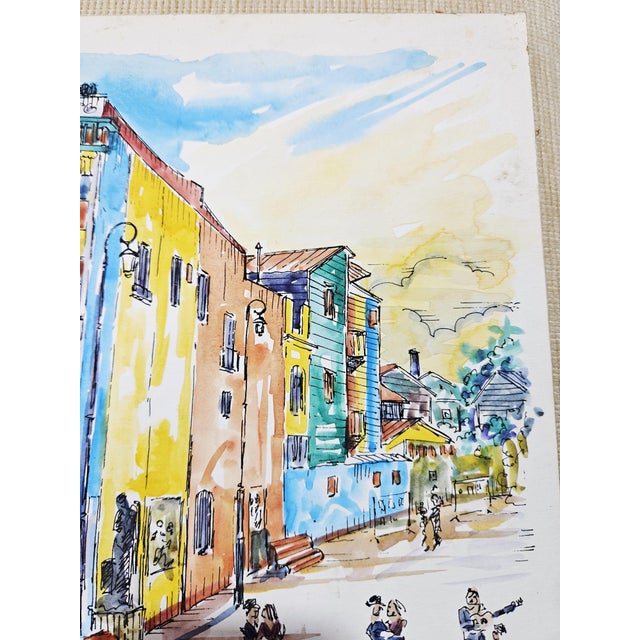 Jorge Alio, Caminito, Buenos Aires, Argentine Tango, 2000, Original Watercolor For Sale - Image 4 of 9