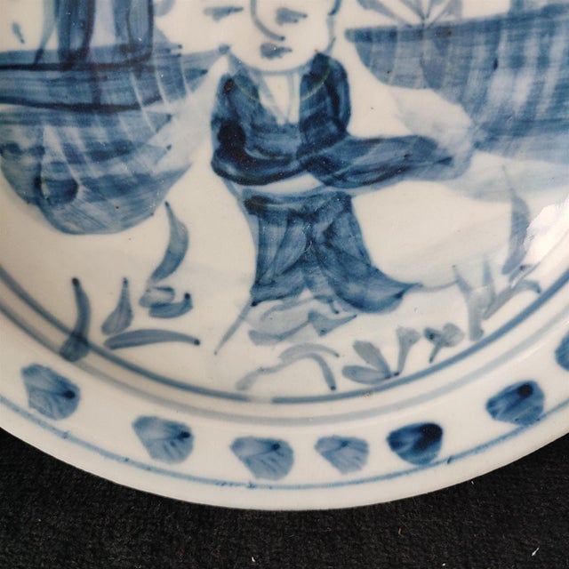 Ceramic Chinese Ceramic Plate,Blue and White Porcelain Plate Hand Painted Figures Story Pattern For Sale - Image 7 of 10