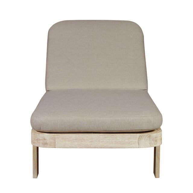 Wood Eclipse Outdoor Solid Teak Wood Natural Look Sun Lounger - Grey Fabric For Sale - Image 7 of 11
