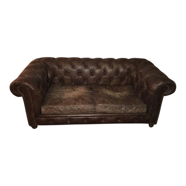 Vintage Restoration Hardware Kensington Leather Sofa Chairish