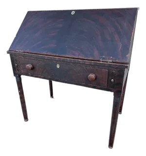 Antique Lancaster County Pennsylvania Sheraton Paint-Decorated Slant-Front Shopkeeper's Desk