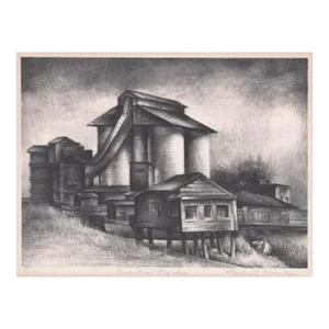 Alexander Kruse Industrial Pagodas Lithograph