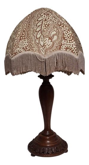 Art Deco German Table Lamp with Oak Base and Fabric Shade,1930s