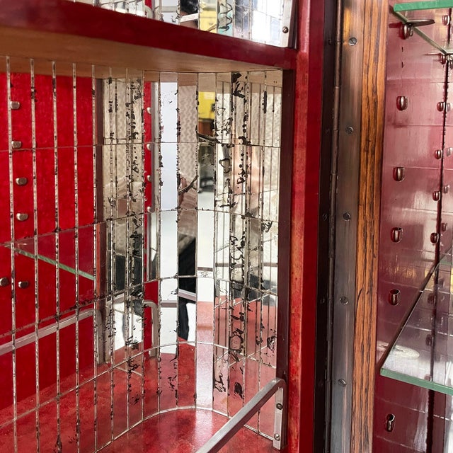 Brown Italian Art Deco Bar Cabinet with Lamp in Wood and Glass, 1930s For Sale - Image 8 of 18