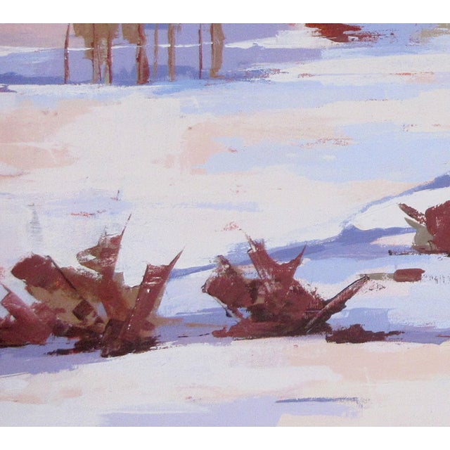 Alonge by Hadley Rampton | Oil on Canvas Landscape with snow and sparse vegetation For Sale - Image 4 of 4
