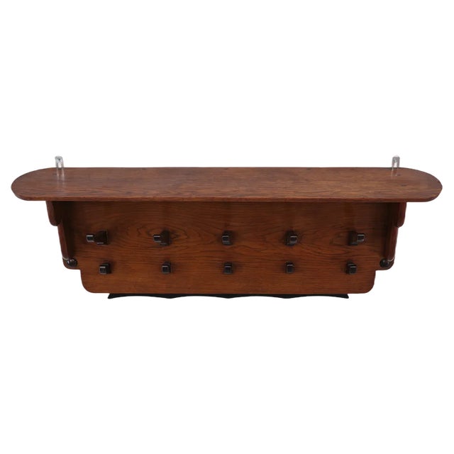 Art Deco Oak Wall Coat Rack, Netherlands, 1925 For Sale