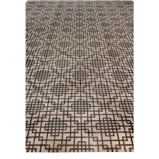 Modern Geometric Tibetan Silk Rug in Art Deco Style by Doris Leslie Blau For Sale - Image 4 of 7
