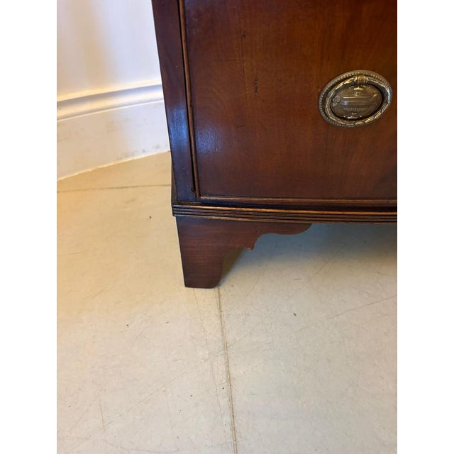 Antique Georgian Style Bow Front Chest of Drawers in Figured Mahogany with Brass Handles, 1820 For Sale - Image 6 of 10