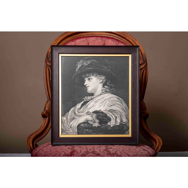 Antique Victorian Female Portrait Print After Frederic Leighton, Dark Wood Frame For Sale - Image 6 of 7