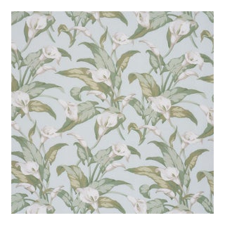 Schumacher Arum Lilies Fabric in Aqua For Sale