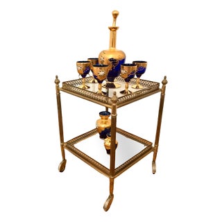 Vintage Art Deco French Serving Trolley with Removable Tray, 1950s For Sale