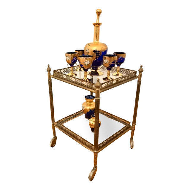 Vintage Art Deco French Serving Trolley with Removable Tray, 1950s For Sale