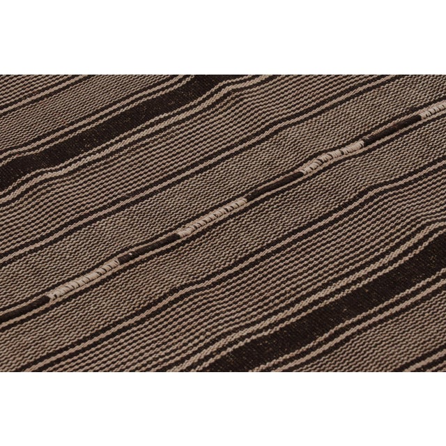 Rug & Kilim Vintage Persian Kilim, Brown and Beige Geometric Striped Patterns - Rug & Kilim For Sale - Image 4 of 9