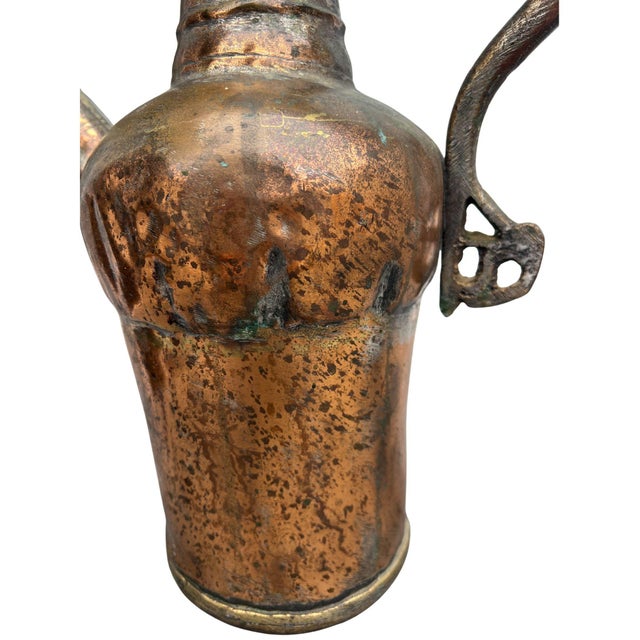 Rustic Antique Turkish Copper Pitcher For Sale - Image 3 of 14
