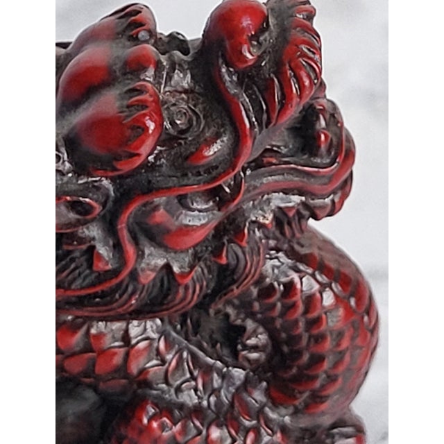Wood Mid 20th Century Red Boxwood Japanese Netsuke Dragon For Sale - Image 7 of 11