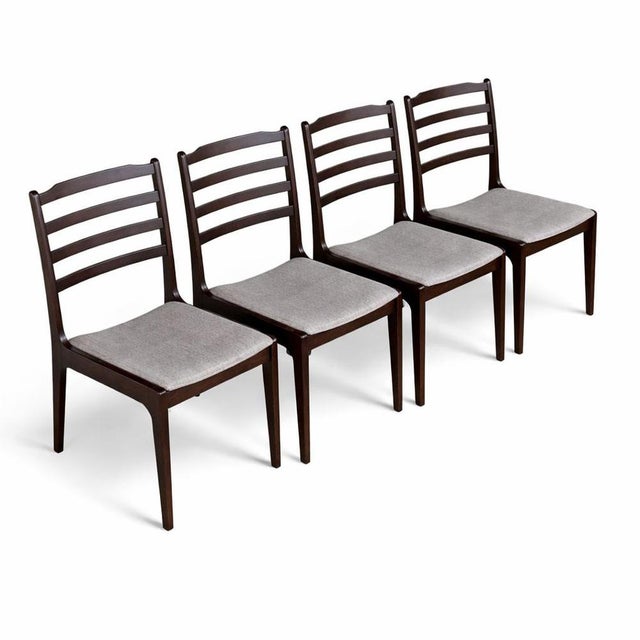 Contemporary Danish Rosewood Ladder-Back Dining Chairs, Set of 4 For Sale - Image 3 of 12