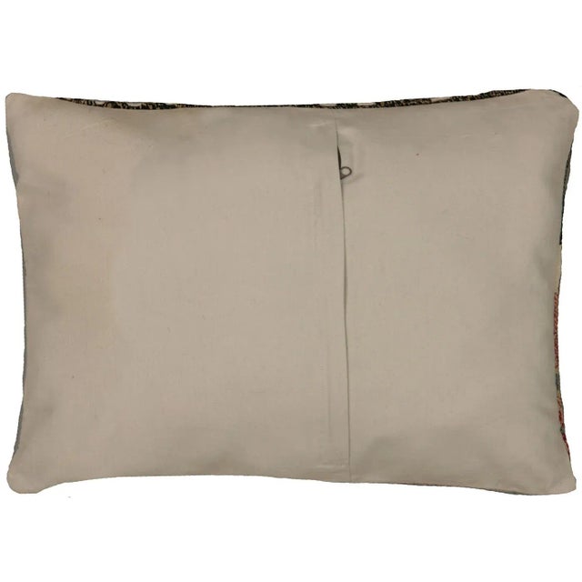 1960s Turkish Oushak Pillow. Hand sewn with fragments of Turkish hand made Oushak wool carpets. Fiber fill. The Anatolian...