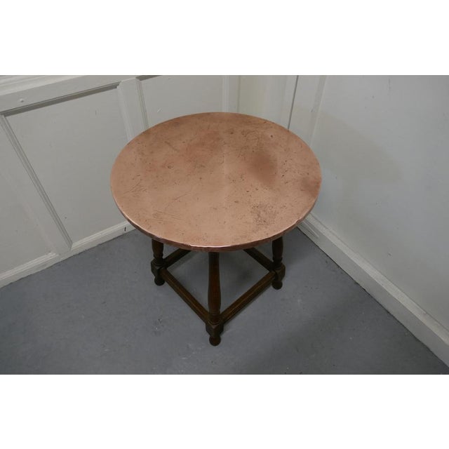 Copper Topped Tavern Table or Occasional Table, 1930s For Sale - Image 3 of 9