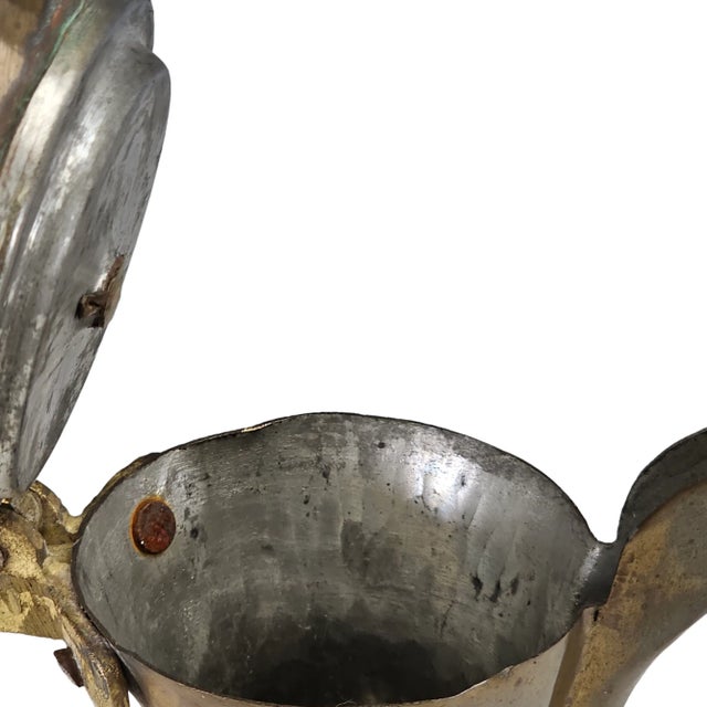 Antique 19th C Saudi Bedouin Dallah – 11” Chased Brass, Tin Lined, Signed Ali For Sale - Image 4 of 13