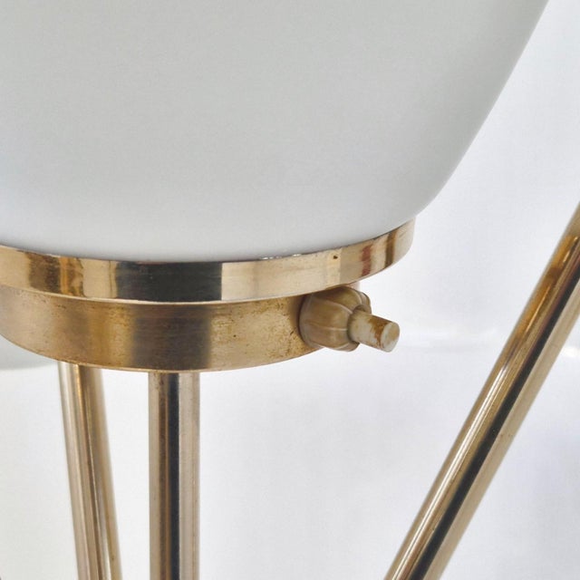 White Vintage Floor Lamp in Metal and Opal Glass from Maison Arlus, 1950s For Sale - Image 8 of 15