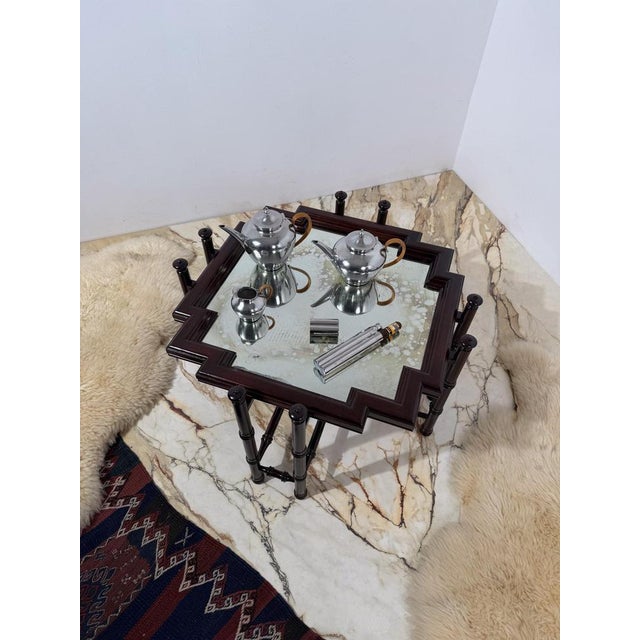 Mid-20th Century Pewter Tea Set with Rattan Wrapped Handlers from Gras et Etienne, 1950s, Set of 3 For Sale - Image 3 of 18