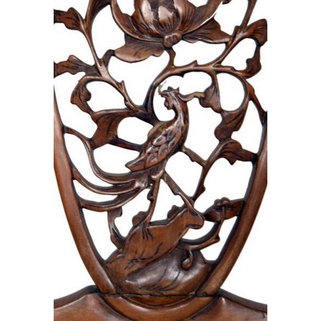 Wood Antique 19th Century Chinese Carved Chair with Hand-Carved Pierced Splat For Sale - Image 7 of 9