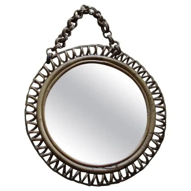 Vintage Round Mirror in Rattan and Bamboo by Franco Albini, 1960s For Sale - Image 13 of 13