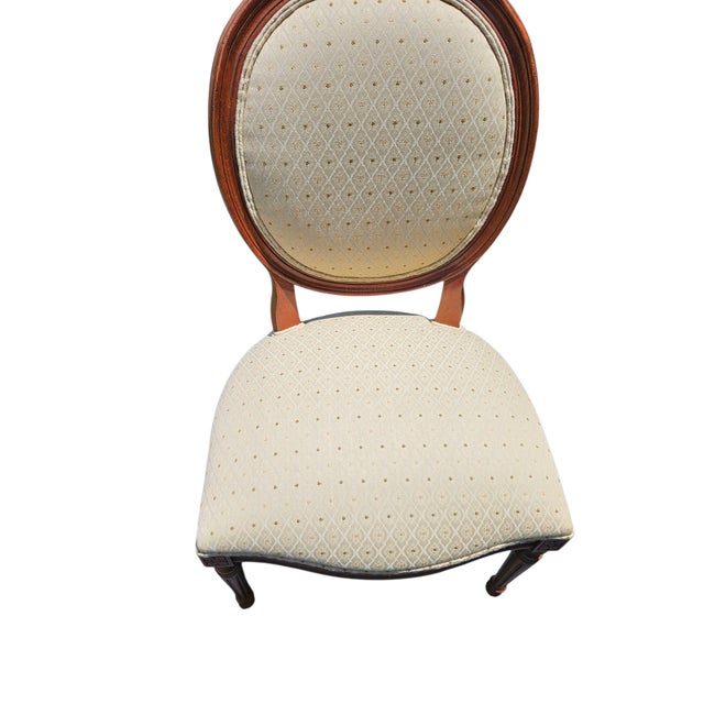 1990s Pair of Ethan Allen Accent Chairs French Regency Ballon Back Dining Room Desk For Sale - Image 5 of 11