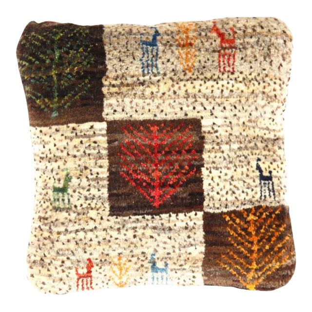 Pasargad DC Fine Hand Knotted Persian Gabbeh Pillow For Sale