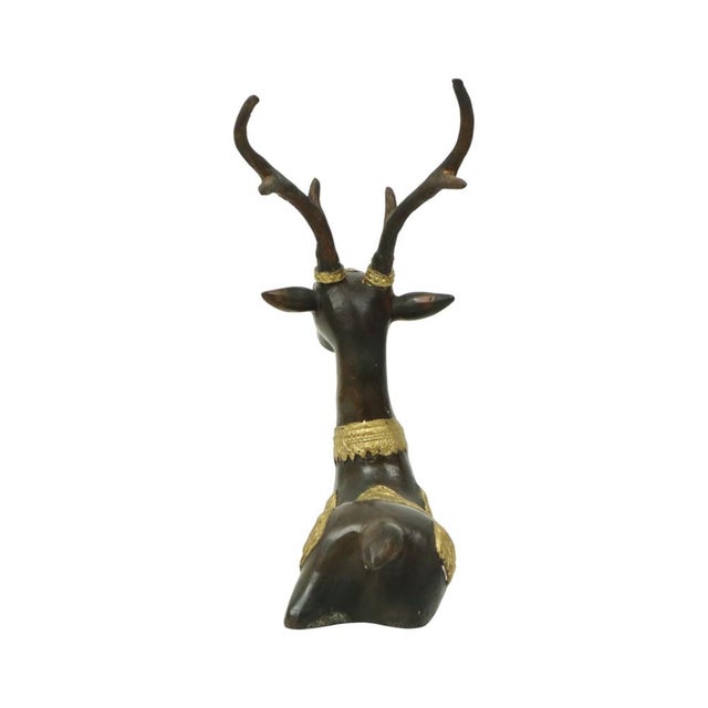 1970s Vintage Bronze Reclining Deer Statue, 1970s For Sale - Image 5 of 13