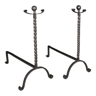 Large Pair of Antique Fireplace Andirons, English, Fire Dog, Victorian, c.1860 For Sale