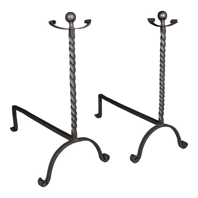 Large Pair of Antique Fireplace Andirons, English, Fire Dog, Victorian, c.1860 For Sale